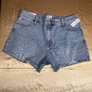 New M Jeans By Maurices Raw Hem With Gems Shorts High Rise Size 16